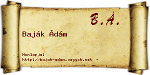 Baják Ádám névjegykártya